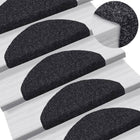 Stair Mats Self-Adhesive 15 pieces 65x21x4 cm Black Semi-Circular Large