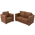2-piece faux suede leather sofa set