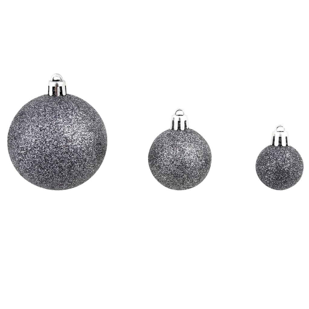 -Delige Kerstballenset 3/4/6 Cm Wit/grijs