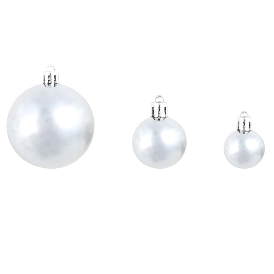 -Delige Kerstballenset 3/4/6 Cm Wit/grijs
