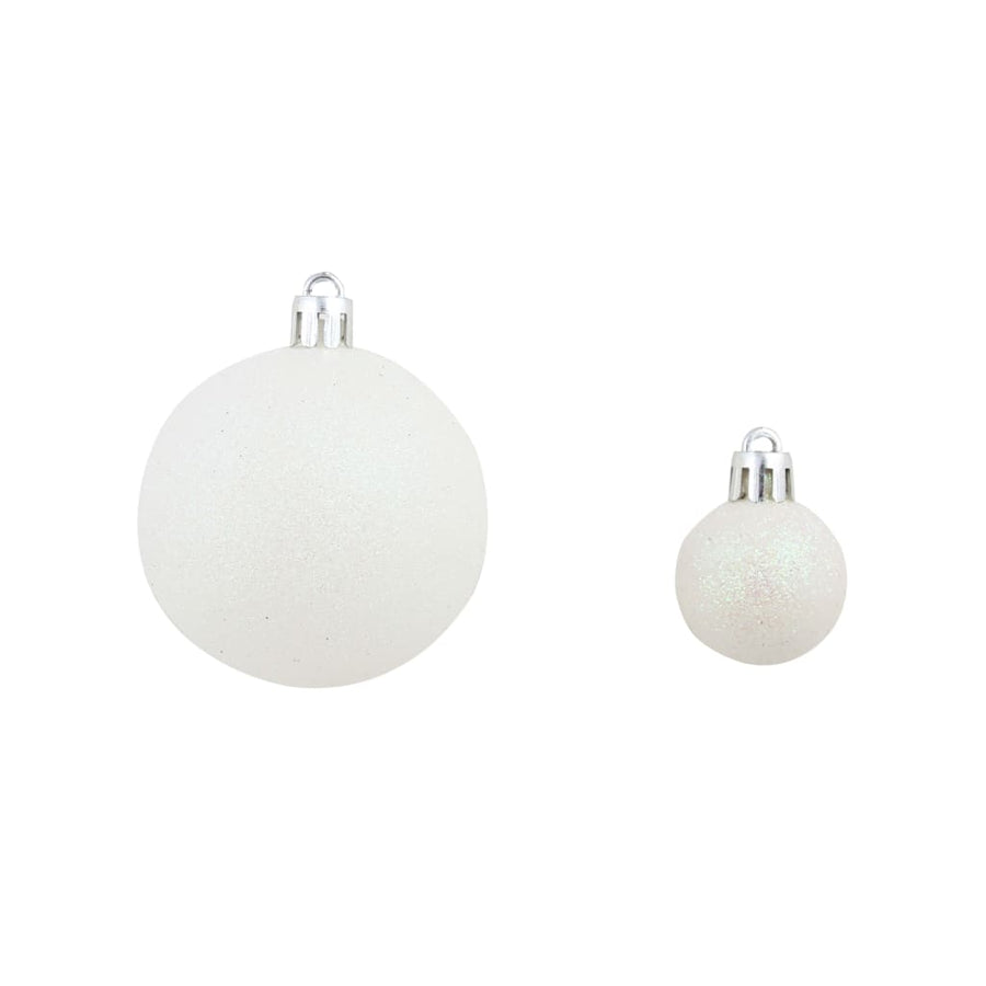 -Delige Kerstballenset 3/4/6 Cm Wit/grijs
