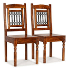 Dining chairs 2 pc classic wood with honey finish