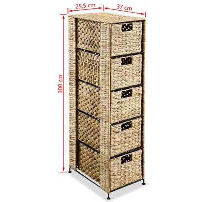 Opbergset Met 5 Manden 25,5X37X00 Cm Waterhyacint 25.5 x 37 x 100 cm