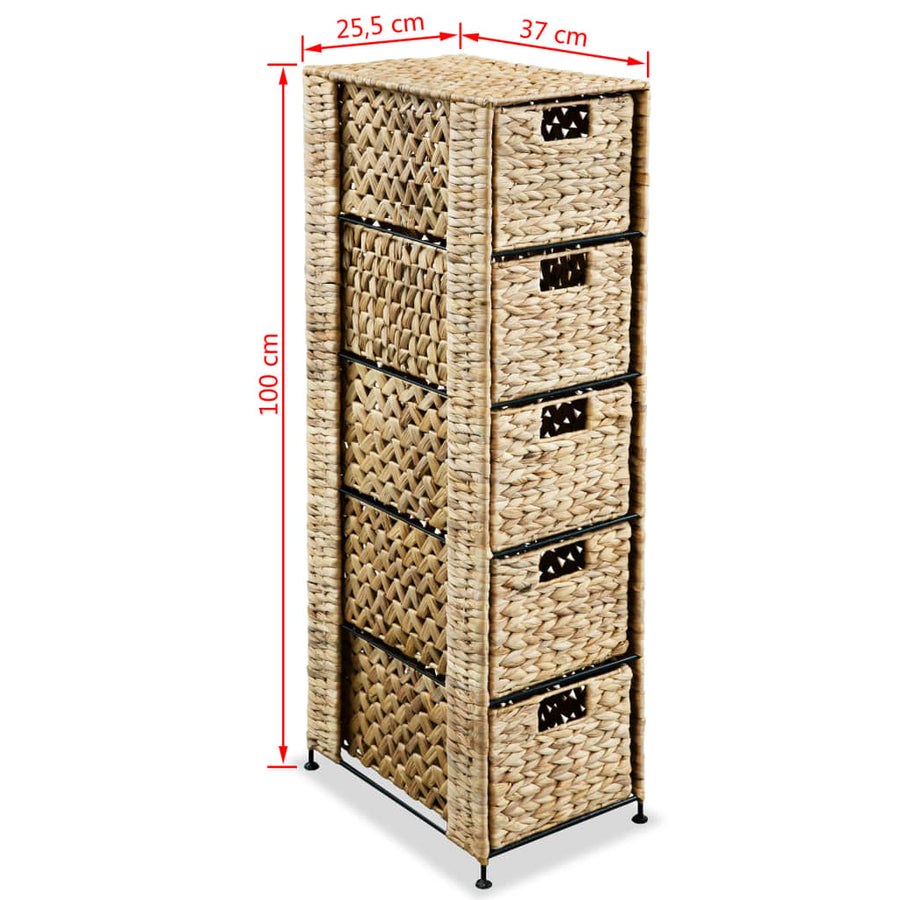 Opbergset Met 5 Manden 25,5X37X00 Cm Waterhyacint 25.5 x 37 x 100 cm