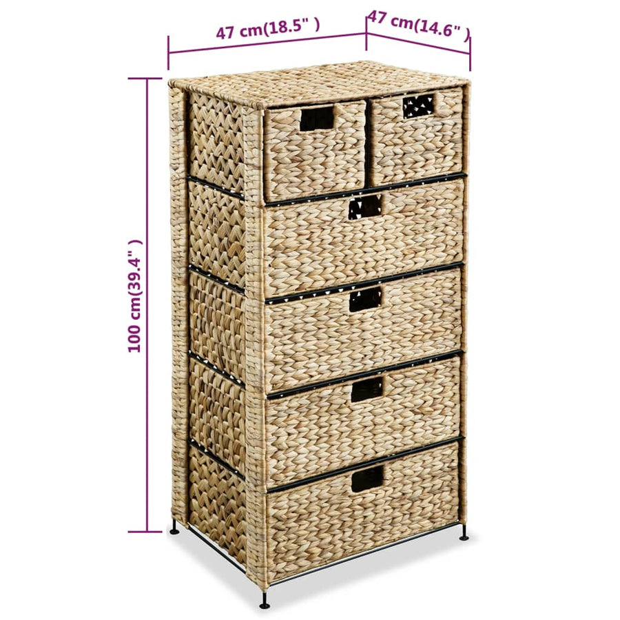 Opbergset Met 6 Manden Waterhyacint 47 x 37 x 100 cm