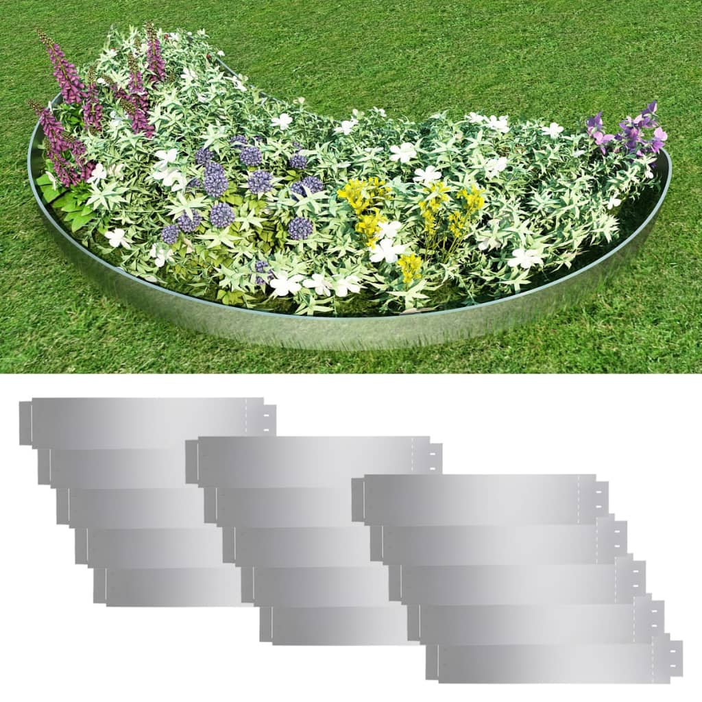Grasboorden 15 st 100x20 cm gegalvaniseerd staal 15