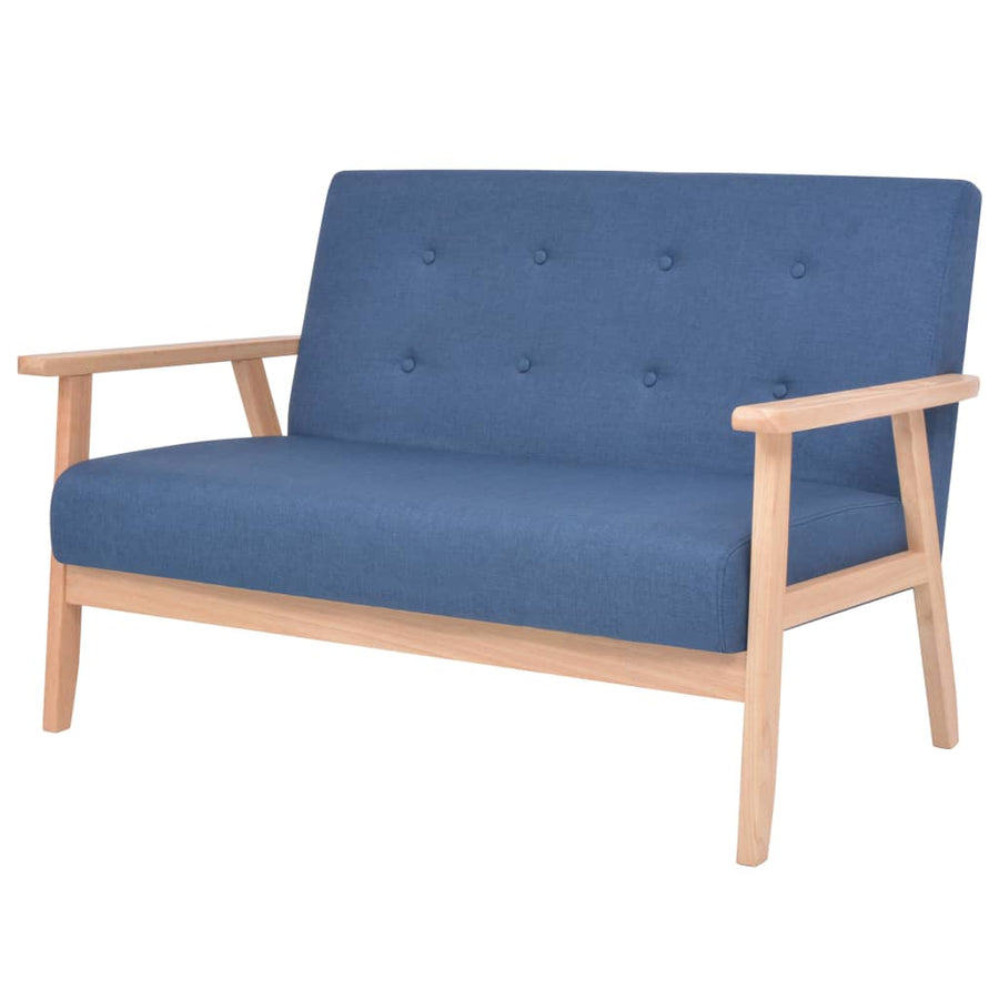 Bankstel Stof 2-Delig Blauw Fauteuil + tweezitsbank