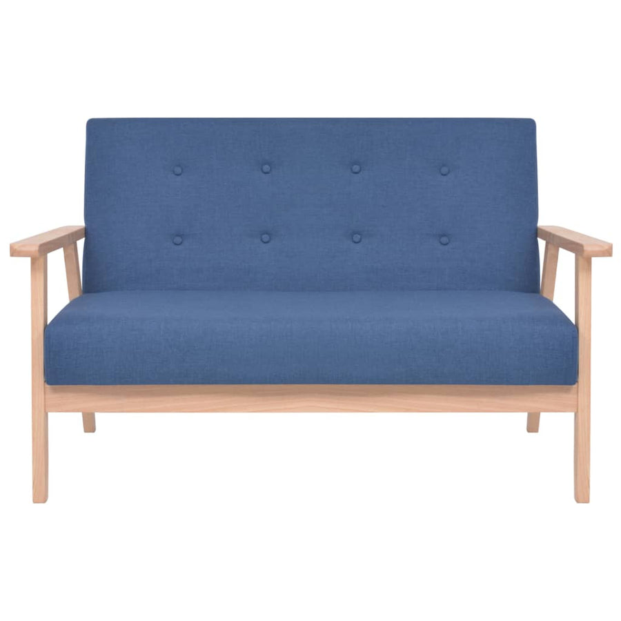 Bankstel Stof 2-Delig Blauw Fauteuil + tweezitsbank