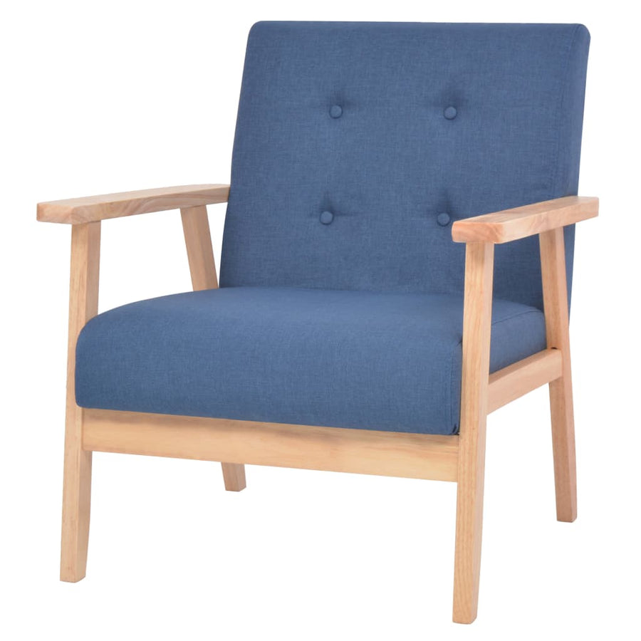 Bankstel Stof 2-Delig Blauw Fauteuil + tweezitsbank