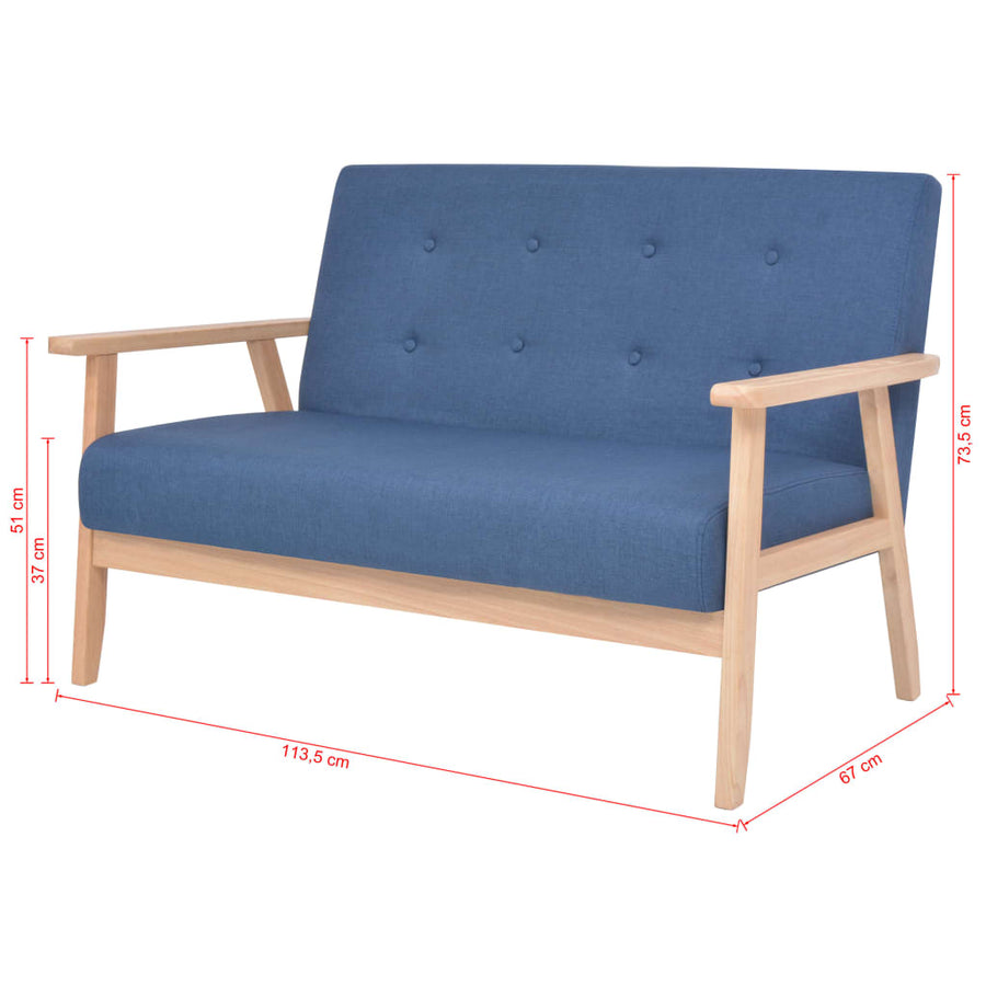 Bankstel Stof 2-Delig Blauw Fauteuil + tweezitsbank