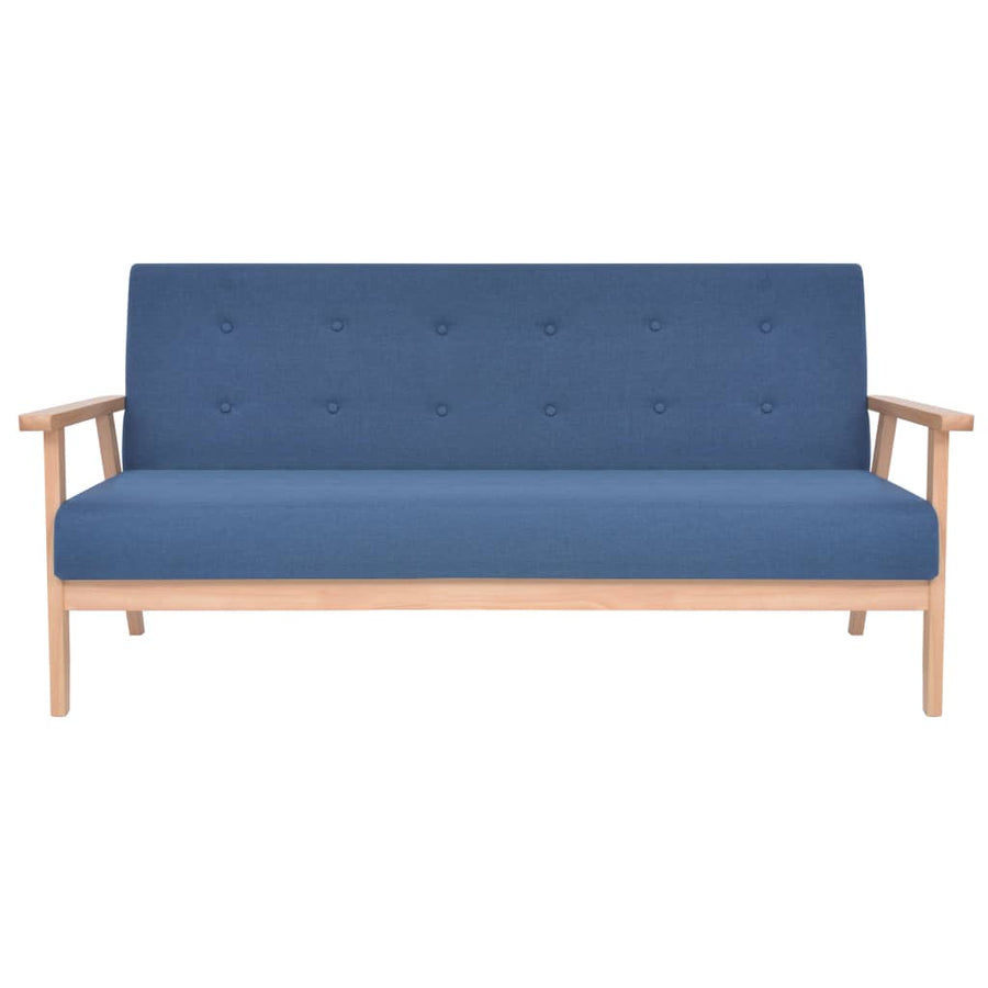 Bankstel Stof 2-Delig Blauw Fauteuil + driezitsbank