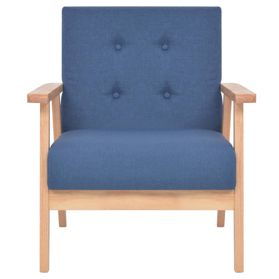 Bankstel Stof 2-Delig Blauw Fauteuil + driezitsbank
