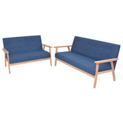 Bankstel stof blauw 2-delig 113.5x67x73.5cm 158x67x73.5cm