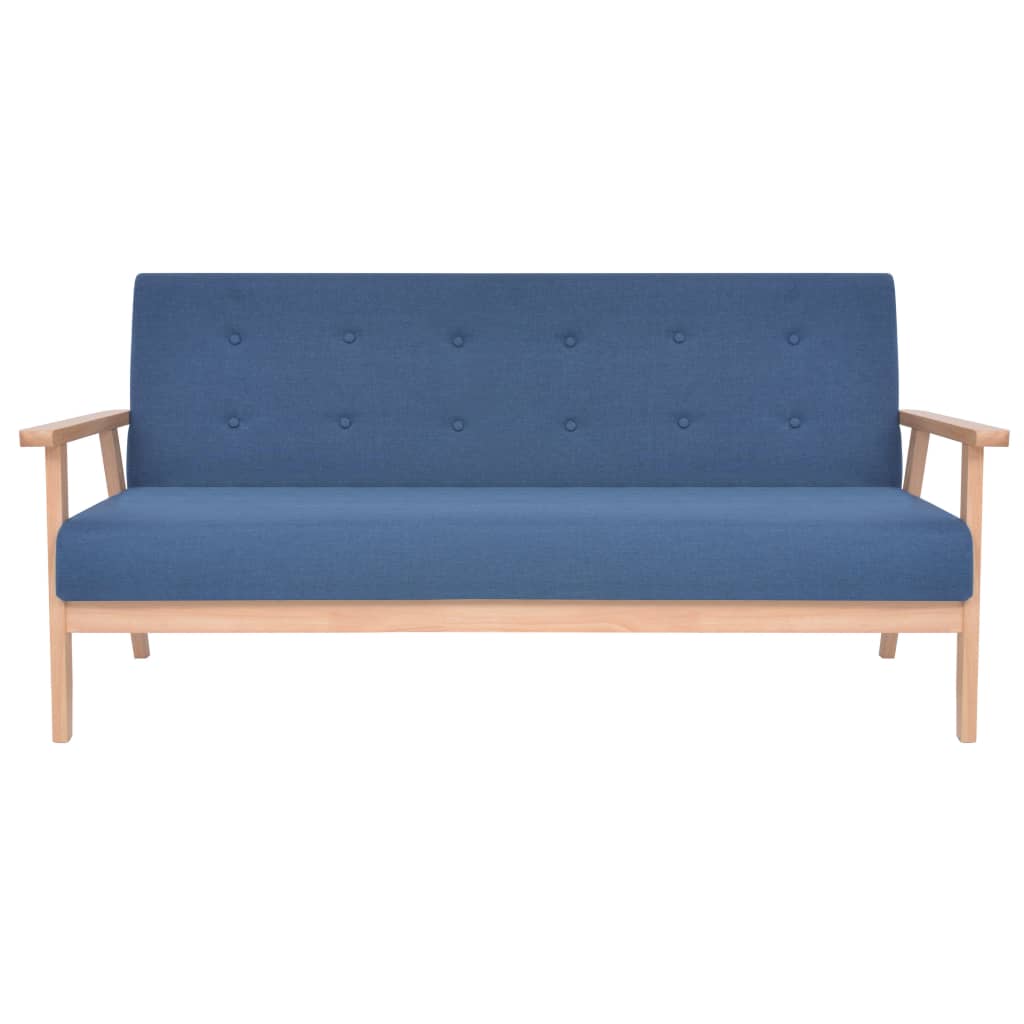 Bankstel Stof 3-Delig Blauw Fauteuil + tweezitsbank + driezitsbank