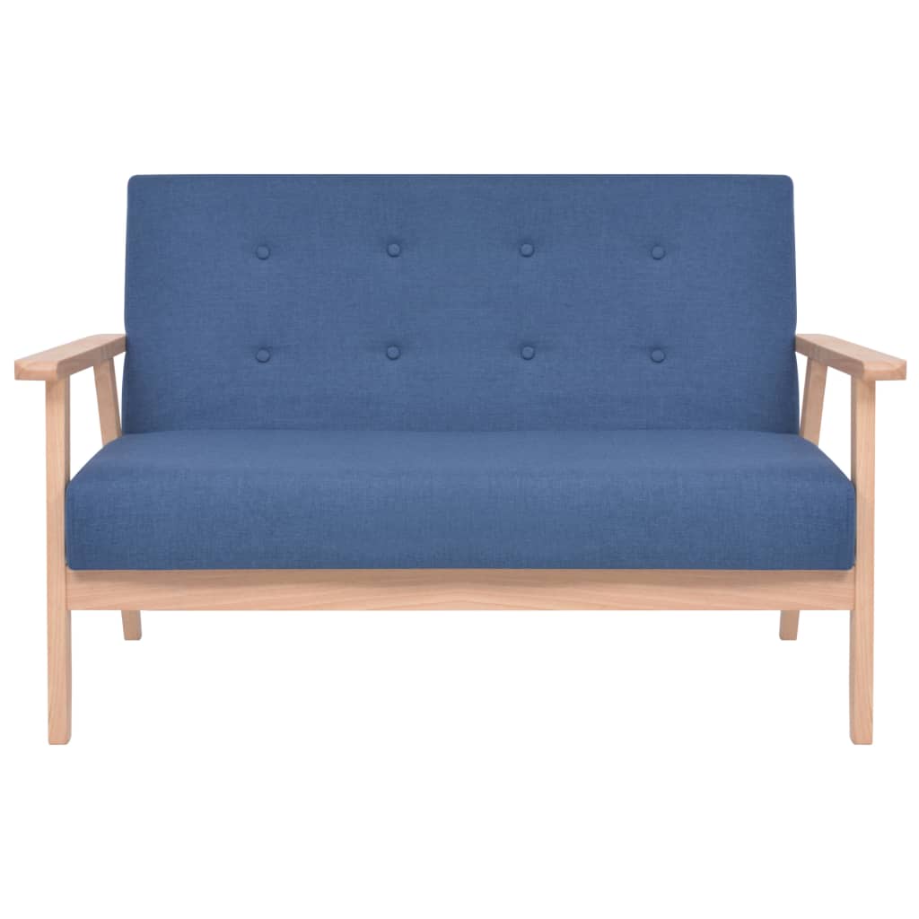 Bankstel Stof 3-Delig Blauw Fauteuil + tweezitsbank + driezitsbank
