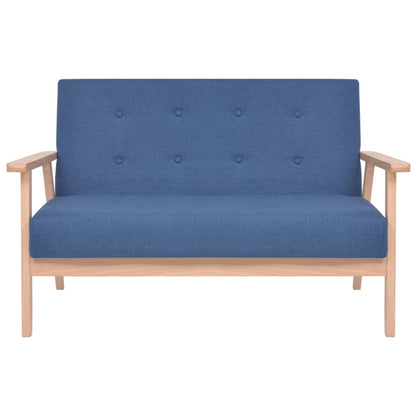 Bankstel Stof 3-Delig Blauw Fauteuil + tweezitsbank + driezitsbank