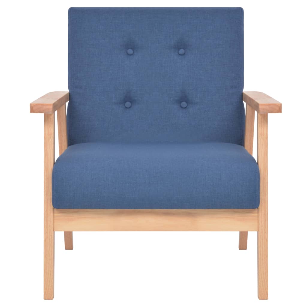 Bankstel Stof 3-Delig Blauw Fauteuil + tweezitsbank + driezitsbank