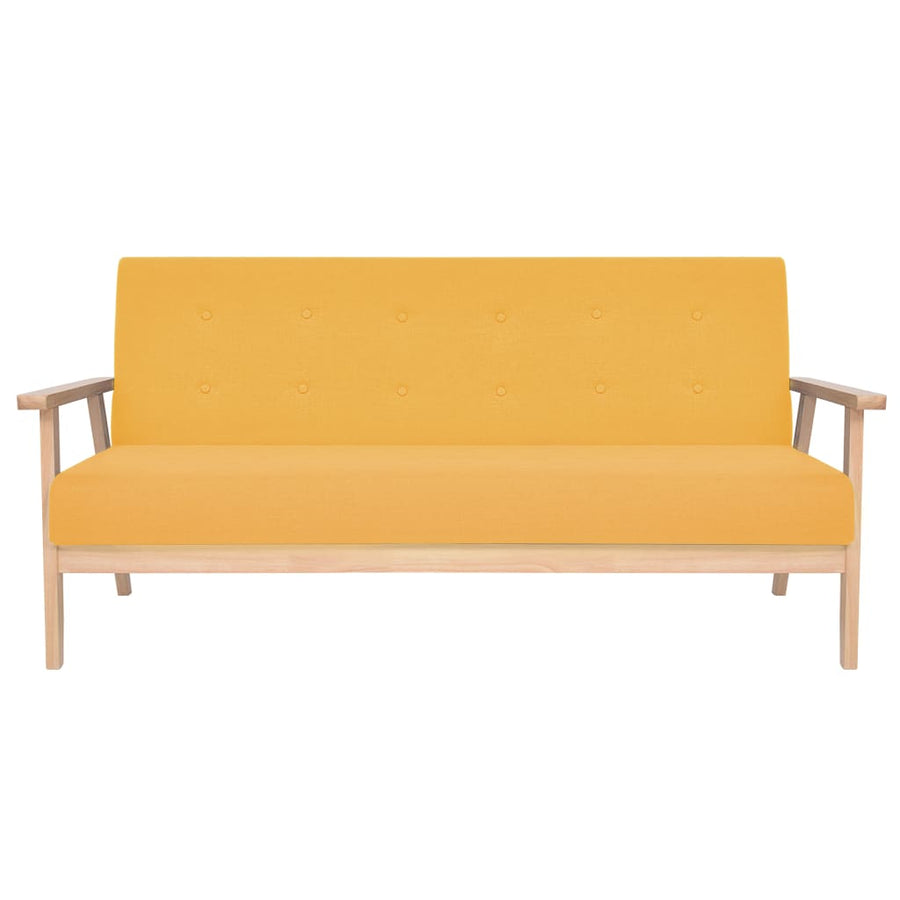 Bankstel Stof 2-Delig Geel Fauteuil + driezitsbank