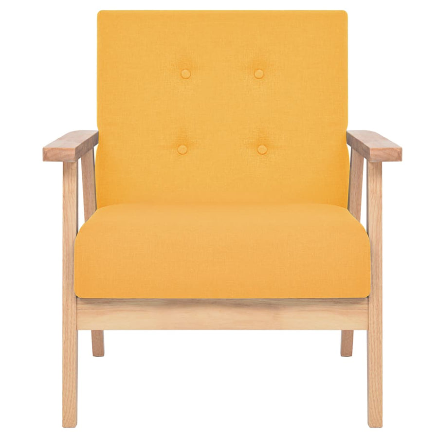 Bankstel Stof 2-Delig Geel Fauteuil + driezitsbank