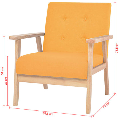 Bankstel Stof 2-Delig Geel Fauteuil + driezitsbank