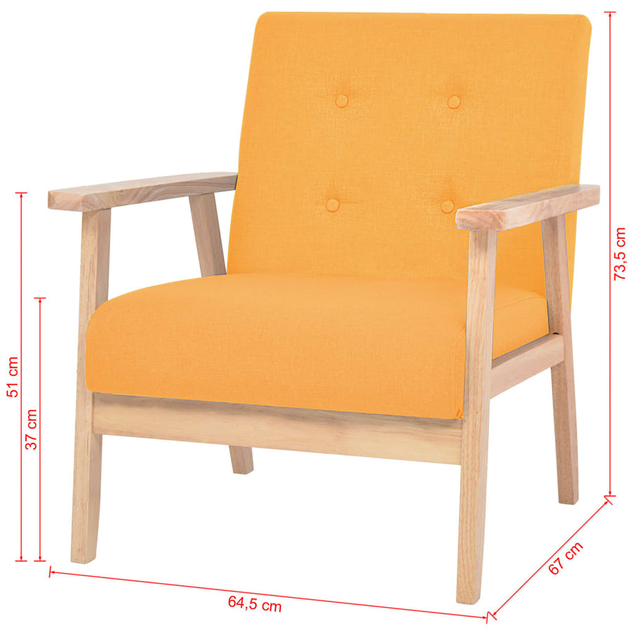 Bankstel Stof 2-Delig Geel Fauteuil + driezitsbank