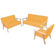Bankstel stof geel 3-delig 158x67x73.5 cm