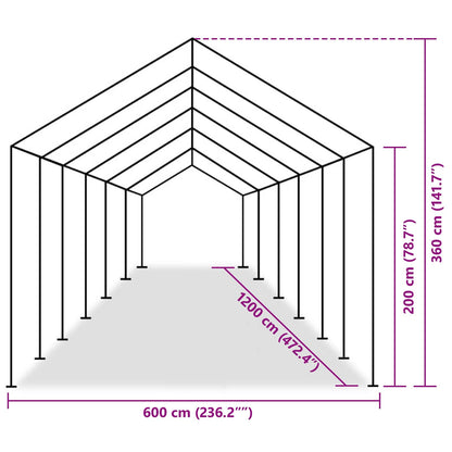 Tentdoek zonder frame Grijs 12 x 6 m PE