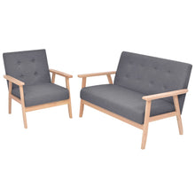 Bankstel Stof 2-Delig Donkergrijs Fauteuil + tweezitsbank