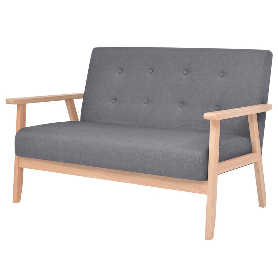 Bankstel Stof 2-Delig Donkergrijs Fauteuil + tweezitsbank