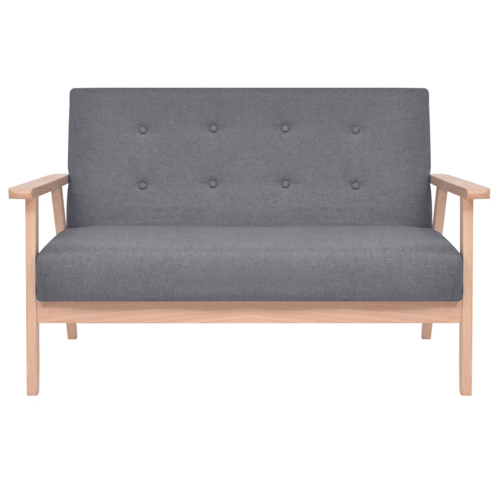 Bankstel Stof 2-Delig Donkergrijs Fauteuil + tweezitsbank