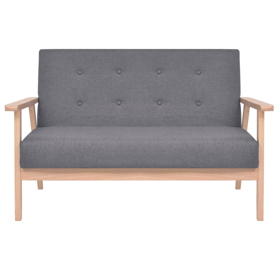 Bankstel Stof 2-Delig Donkergrijs Fauteuil + tweezitsbank