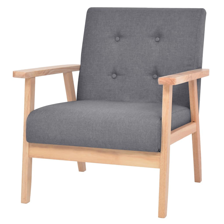Bankstel Stof 2-Delig Donkergrijs Fauteuil + tweezitsbank