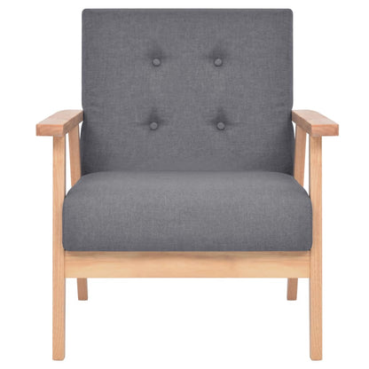 Bankstel Stof 2-Delig Donkergrijs Fauteuil + tweezitsbank