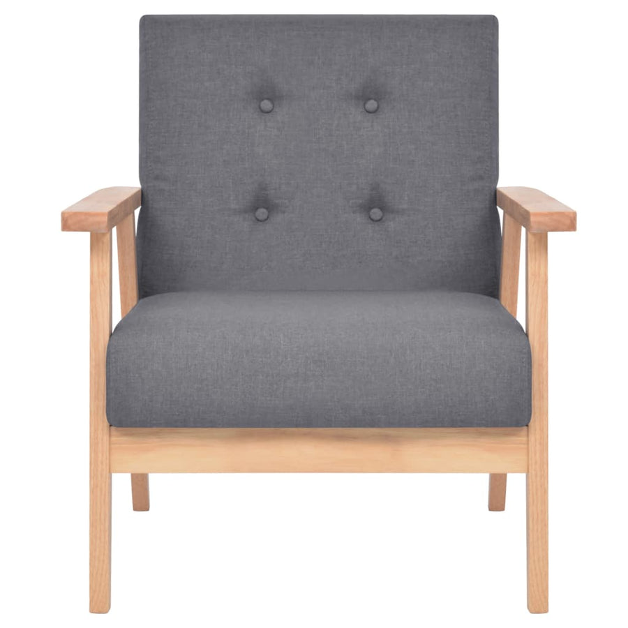 Bankstel Stof 2-Delig Donkergrijs Fauteuil + tweezitsbank
