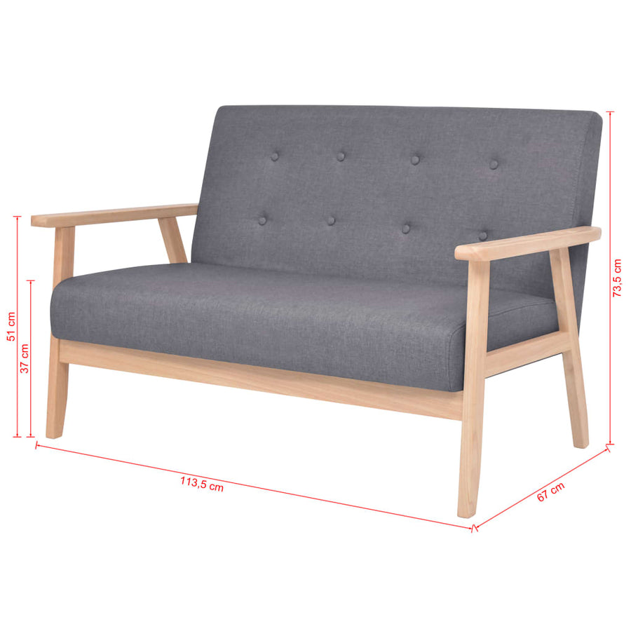 Bankstel Stof 2-Delig Donkergrijs Fauteuil + tweezitsbank