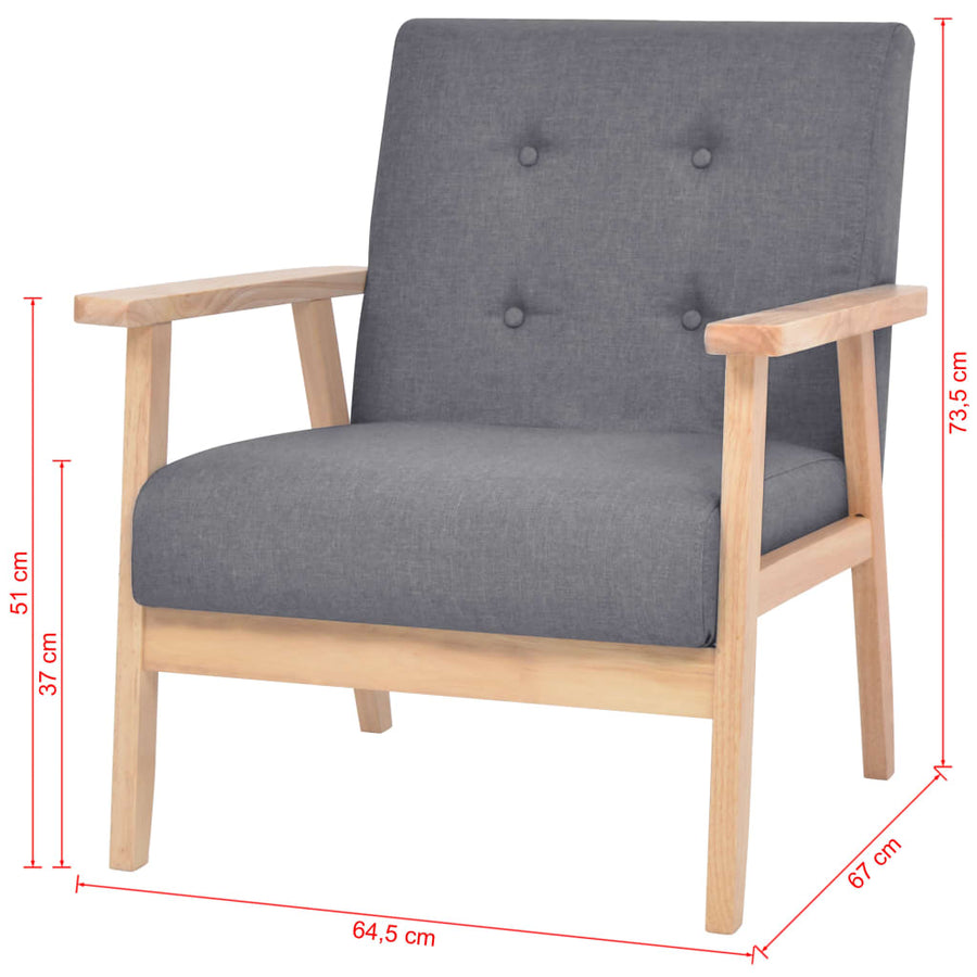 Bankstel Stof 2-Delig Donkergrijs Fauteuil + tweezitsbank