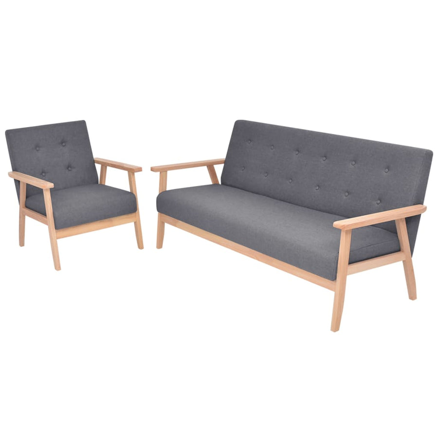 Bankstel Stof 2-Delig Donkergrijs Fauteuil + driezitsbank