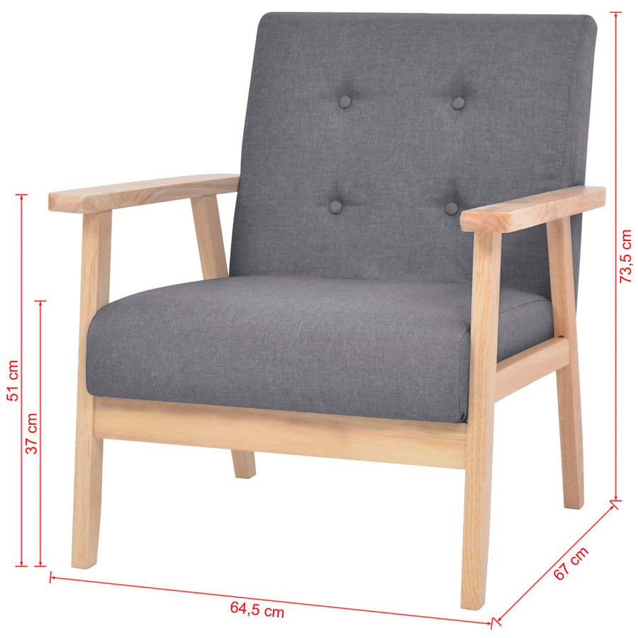 Bankstel Stof 2-Delig Donkergrijs Fauteuil + driezitsbank
