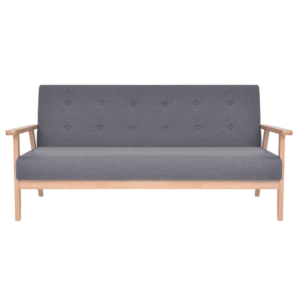 Bankstel Stof 3-Delig Donkergrijs Fauteuil + tweezitsbank + driezitsbank