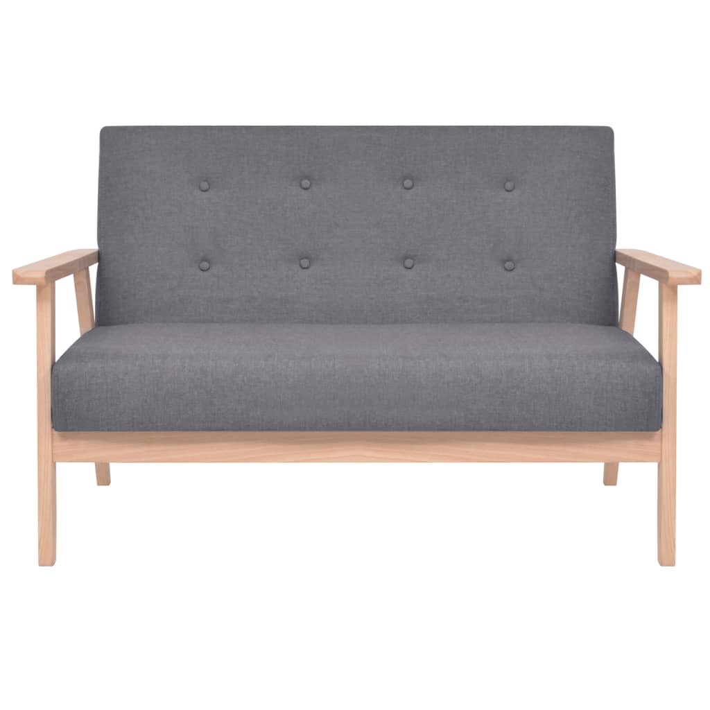 Bankstel Stof 3-Delig Donkergrijs Fauteuil + tweezitsbank + driezitsbank