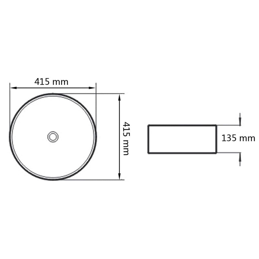 Wastafel Rond 41,5X13,5 Cm Keramiek Zwart