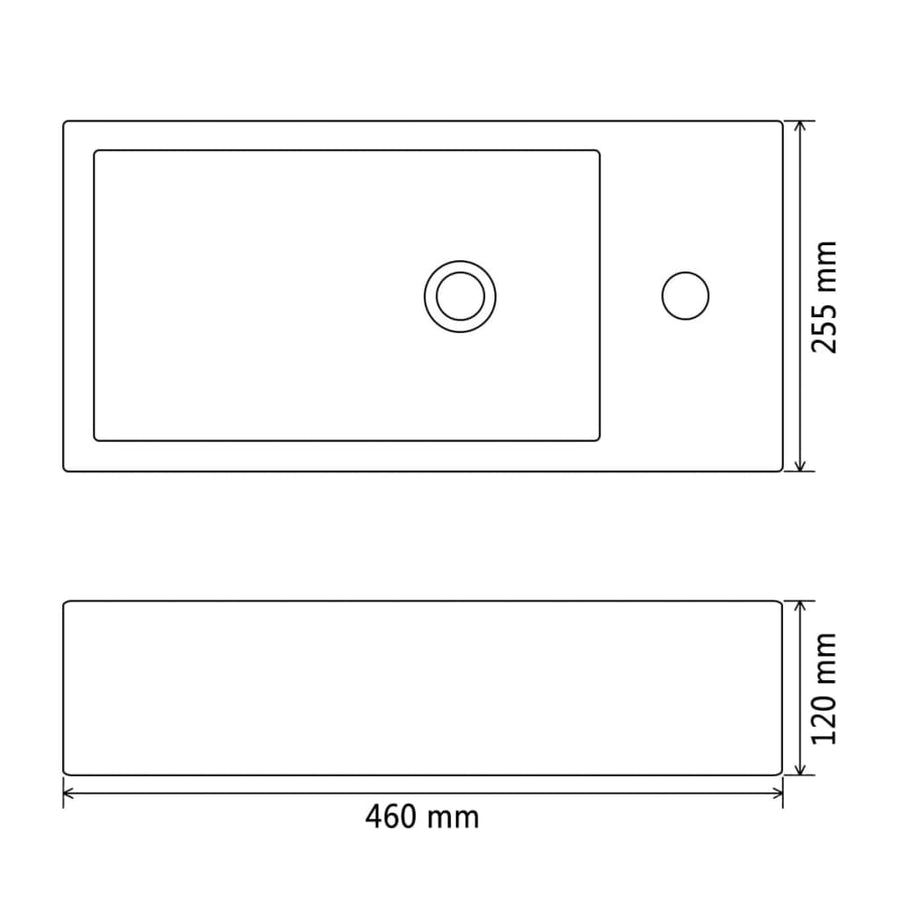 Wastafel Met Kraangat Rechthoekig 46X25,5X12 Cm Keramiek Zwart