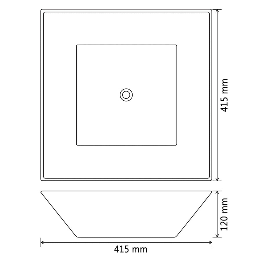 Wastafel Vierkant 41,5X41,5X12 Cm Keramiek Zwart