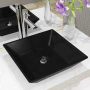 Washbasin square 41.5x41.5x12 cm ceramic black