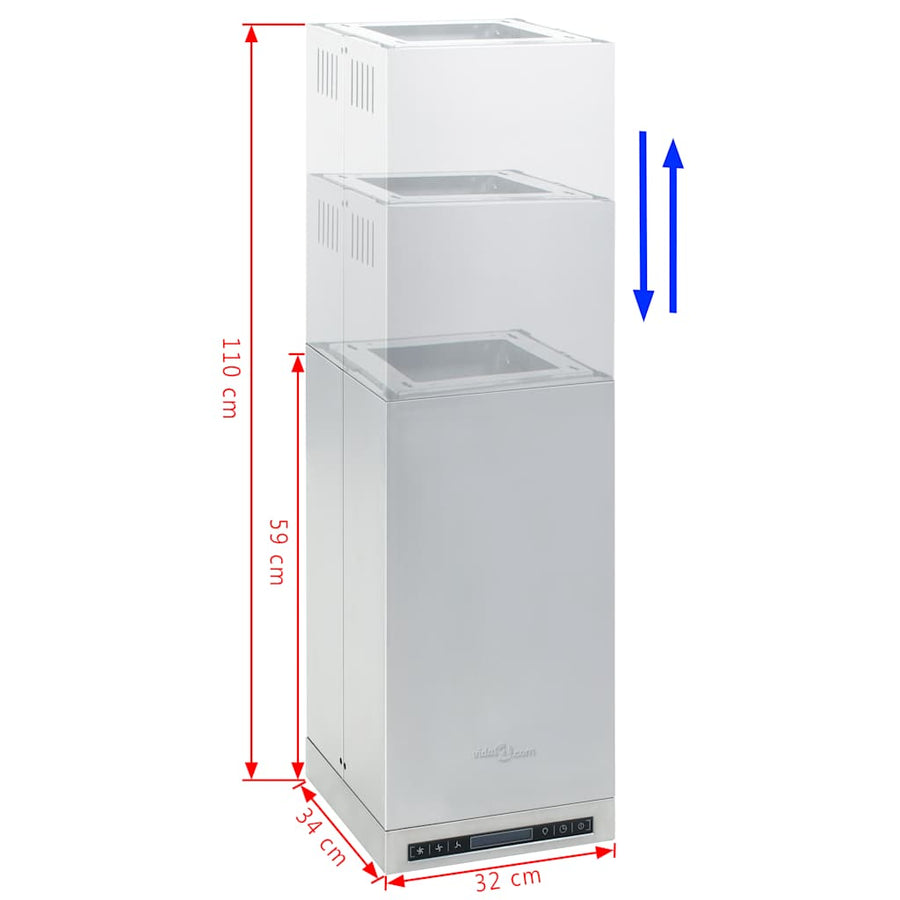 Eilandafzuigkap LCD-scherm sensor 756 m³/u LED