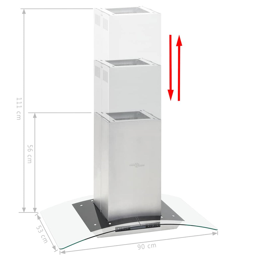 Eilandafzuigkap LCD-scherm sensor 756 m³/u LED 90 cm