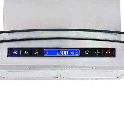 Eilandafzuigkap LCD-scherm sensor 756 m³/u LED 90 cm