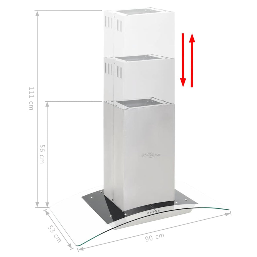 Eilandafzuigkap 756 m³/u LED 90 cm roestvrij staal