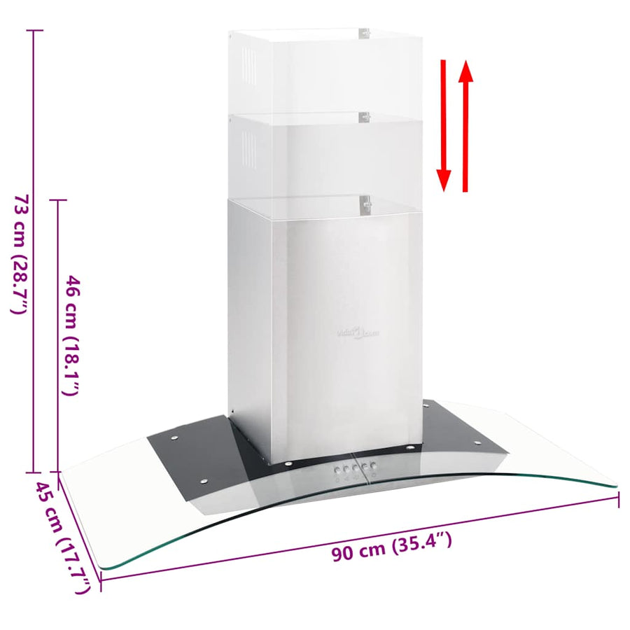 Wandafzuigkap 756 m³/u LED 90 cm roestvrij staal