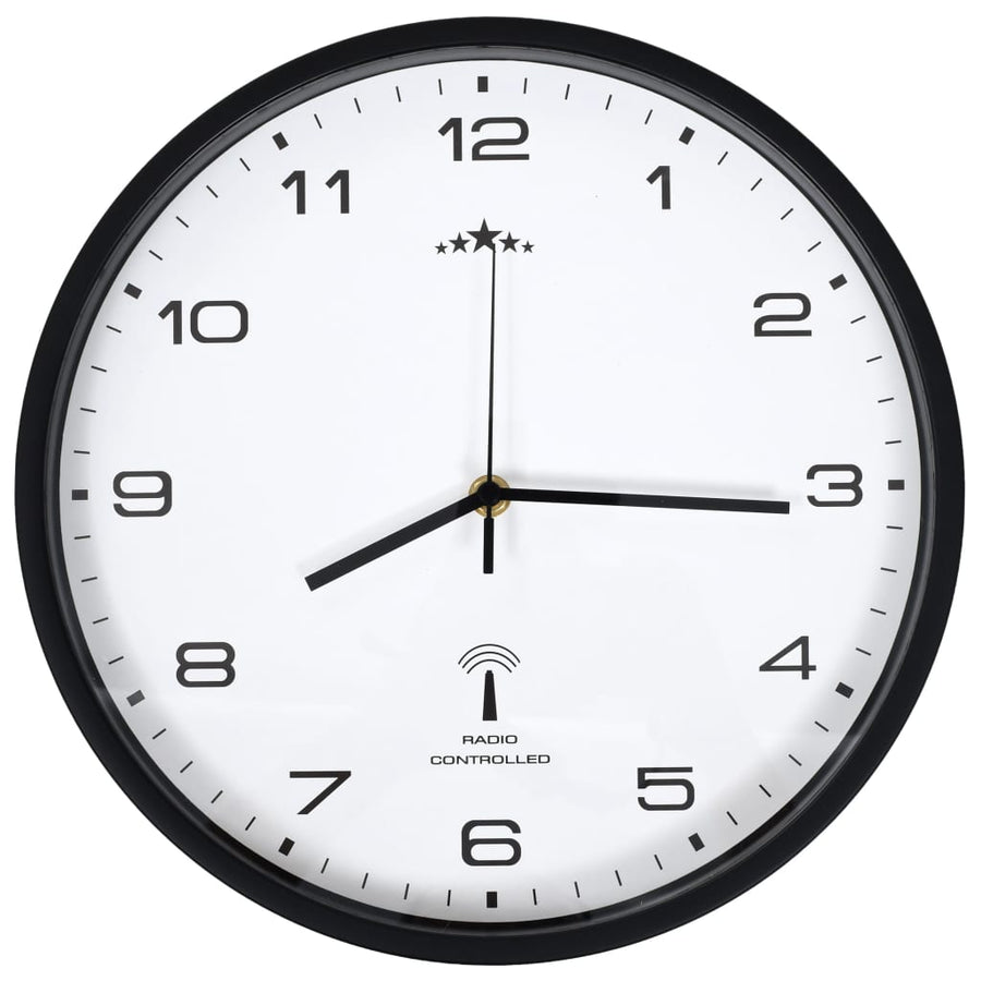 Wandklok Met Quartz Uurwerk Radiogestuurd 31 Cm Wit en zwart